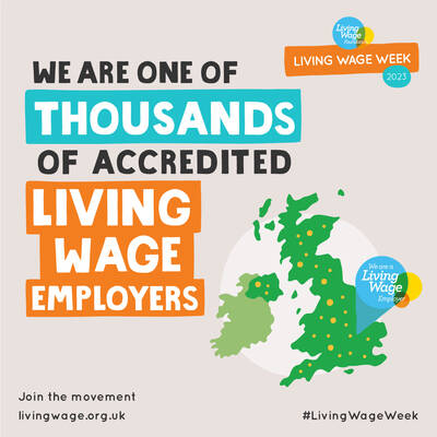 Image of poster with picture of great britain on it about the living wage week,living wage employers